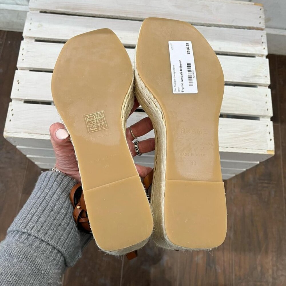 Frame Le Venice Espadrille Platform Wedge Sandal In Tobacco - Size 40 - Picture 10 of 11